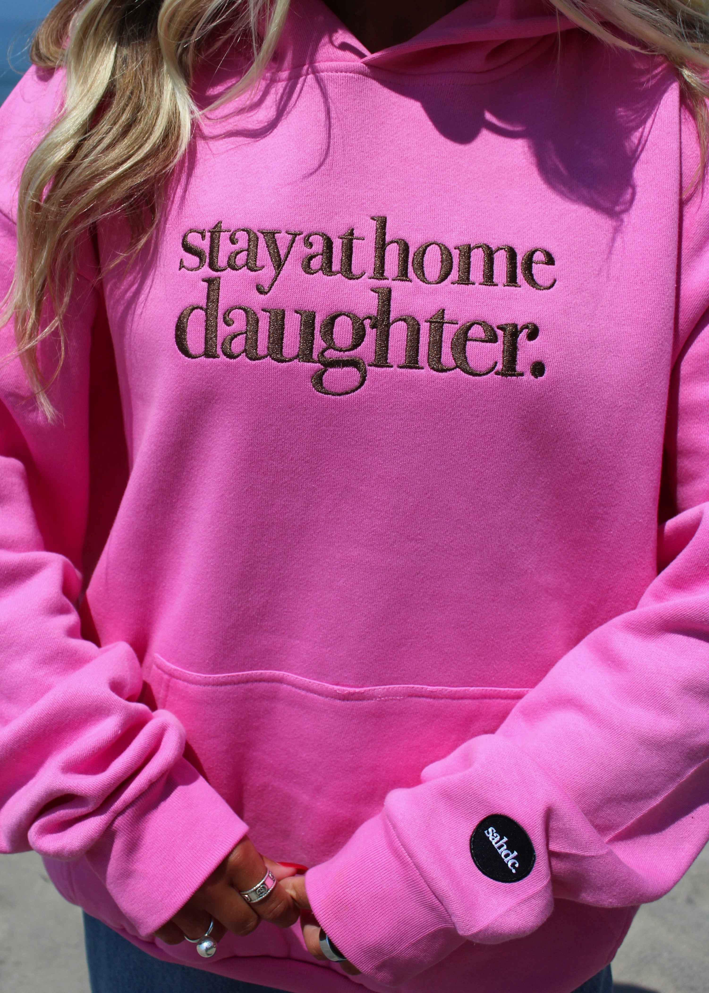 stay at home daughter pink sweatshirt 